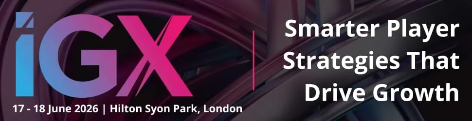 iGX 2026 banner displaying ‘17–18 June 2026 | Hilton Syon Park, London’ and the headline ‘Smarter Player Strategies That Drive Growth’ on a dark abstract background.
